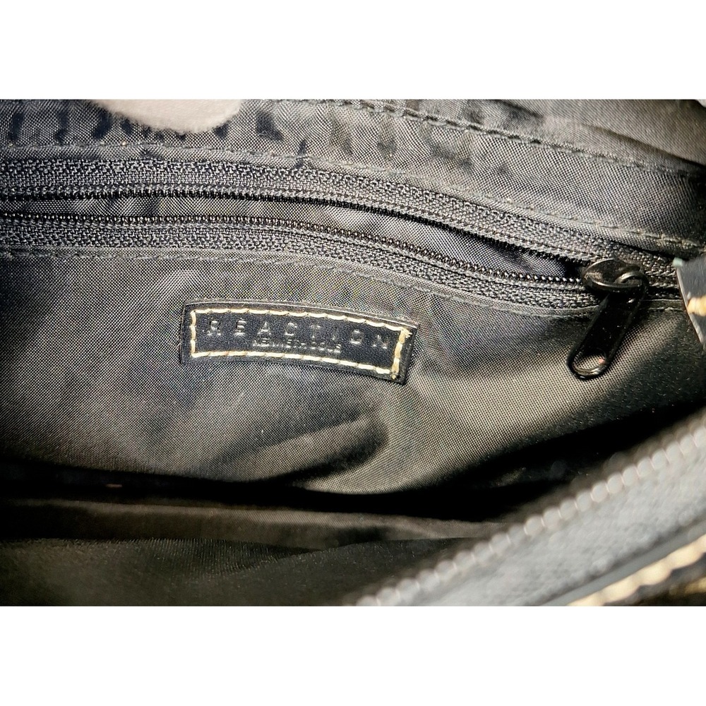 REACTION Kenneth Cole Purse Handbag Black & Tan Straw 7.5 x 6.5" Mini Small EUC - Picture 7 of 10